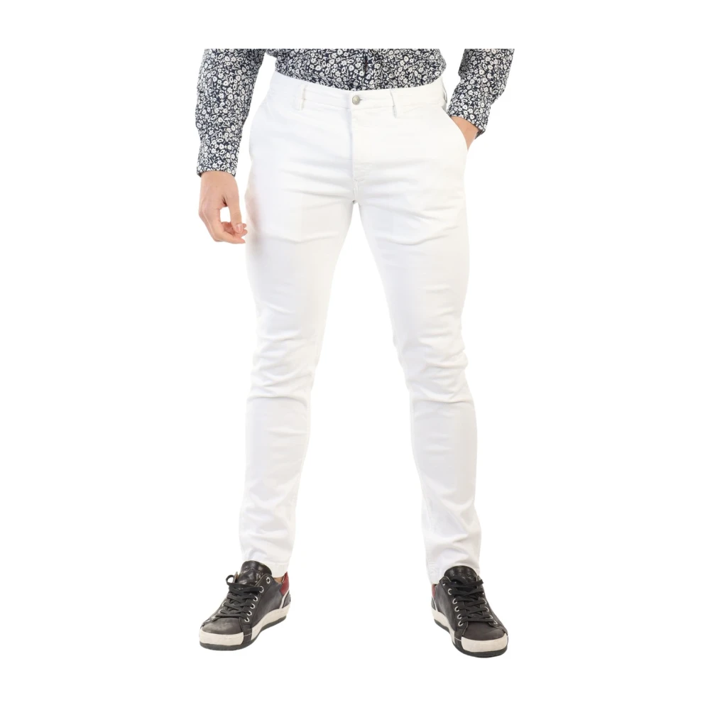 Replay Slim Fit Hyperflex Jeans met Amerikaanse Stijl Zakken White Heren