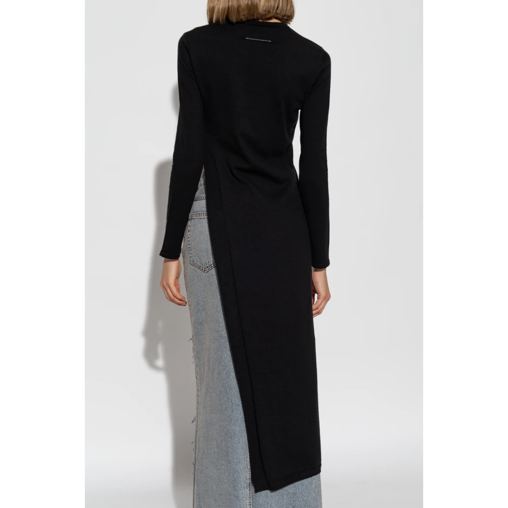 MM6 Maison Margiela Lange top met split Black Dames