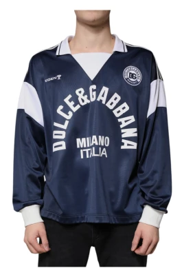 Blå Vit Milano Långärmad Jersey T-shirt