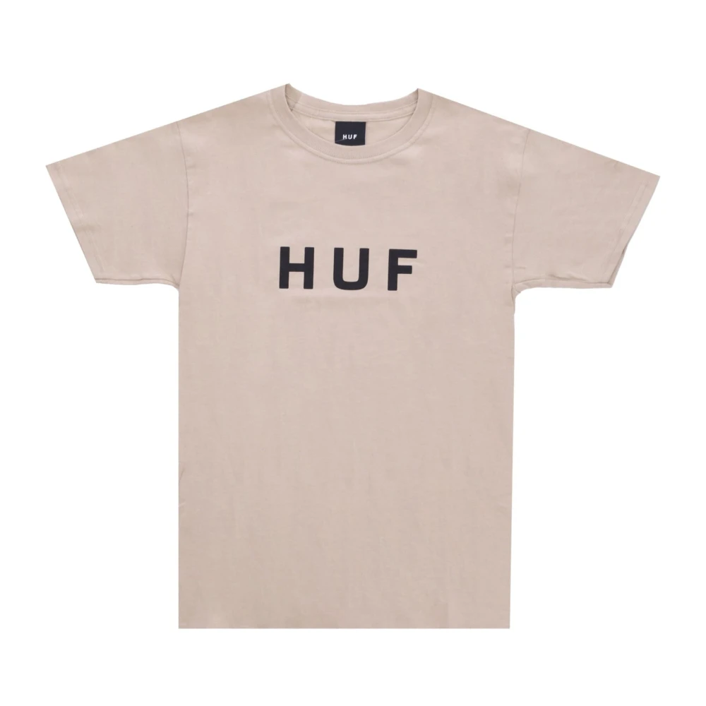 HUF Logo Tee Sand Heren T-shirt Beige Heren