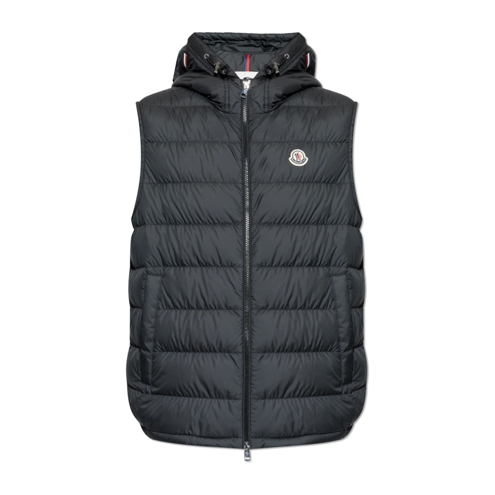 Moncler Men's Black Waistcoats, 2XL, Marseillan Down Vest With Hood