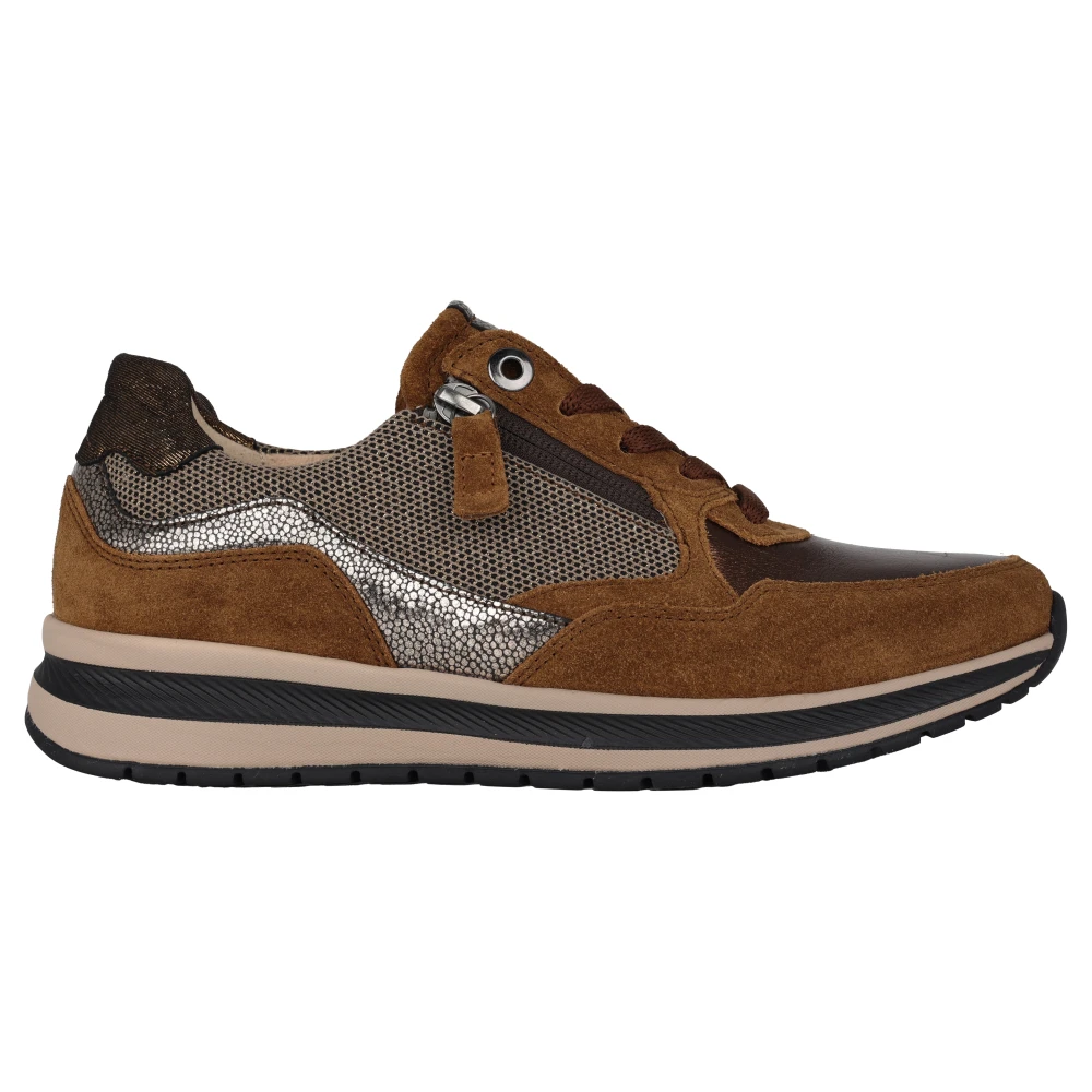 Gabor Bruine leren damessneaker Dames Schoenen