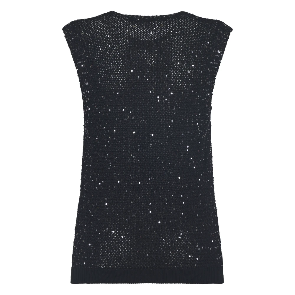 Golden Goose Paillet Mesh Tank Top Zwart Black Dames