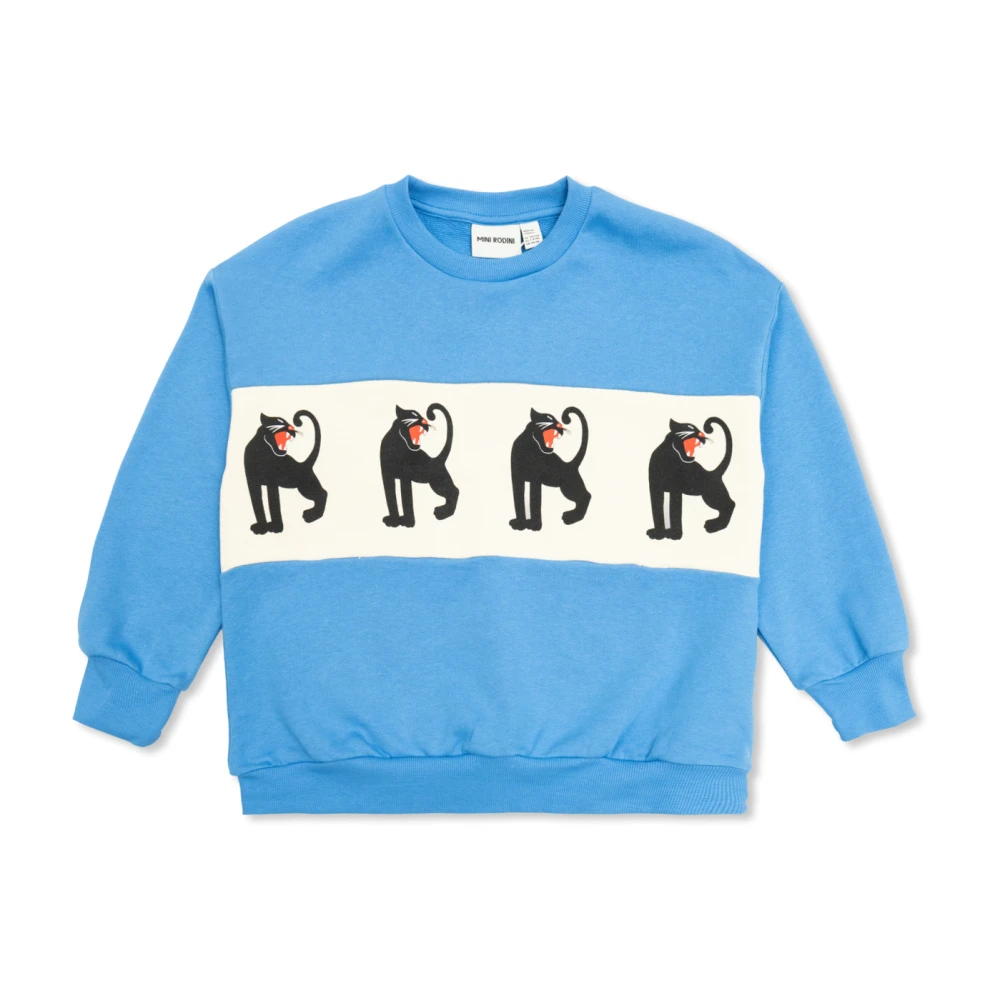 Mini Rodini Unisex Blue Panther Melange Sweatshirt