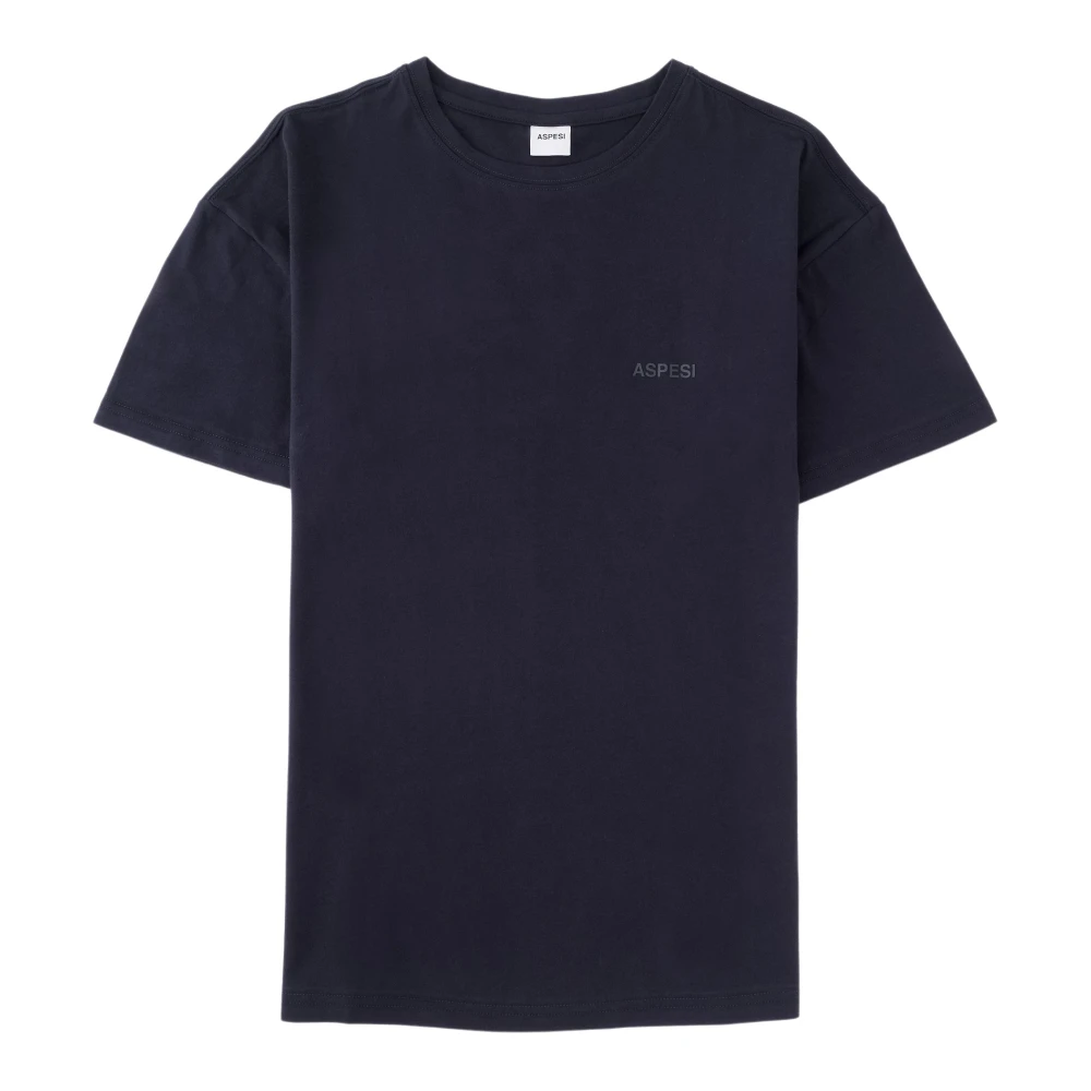 Aspesi T-shirt met geborduurd logo en ronde hals Blue Heren
