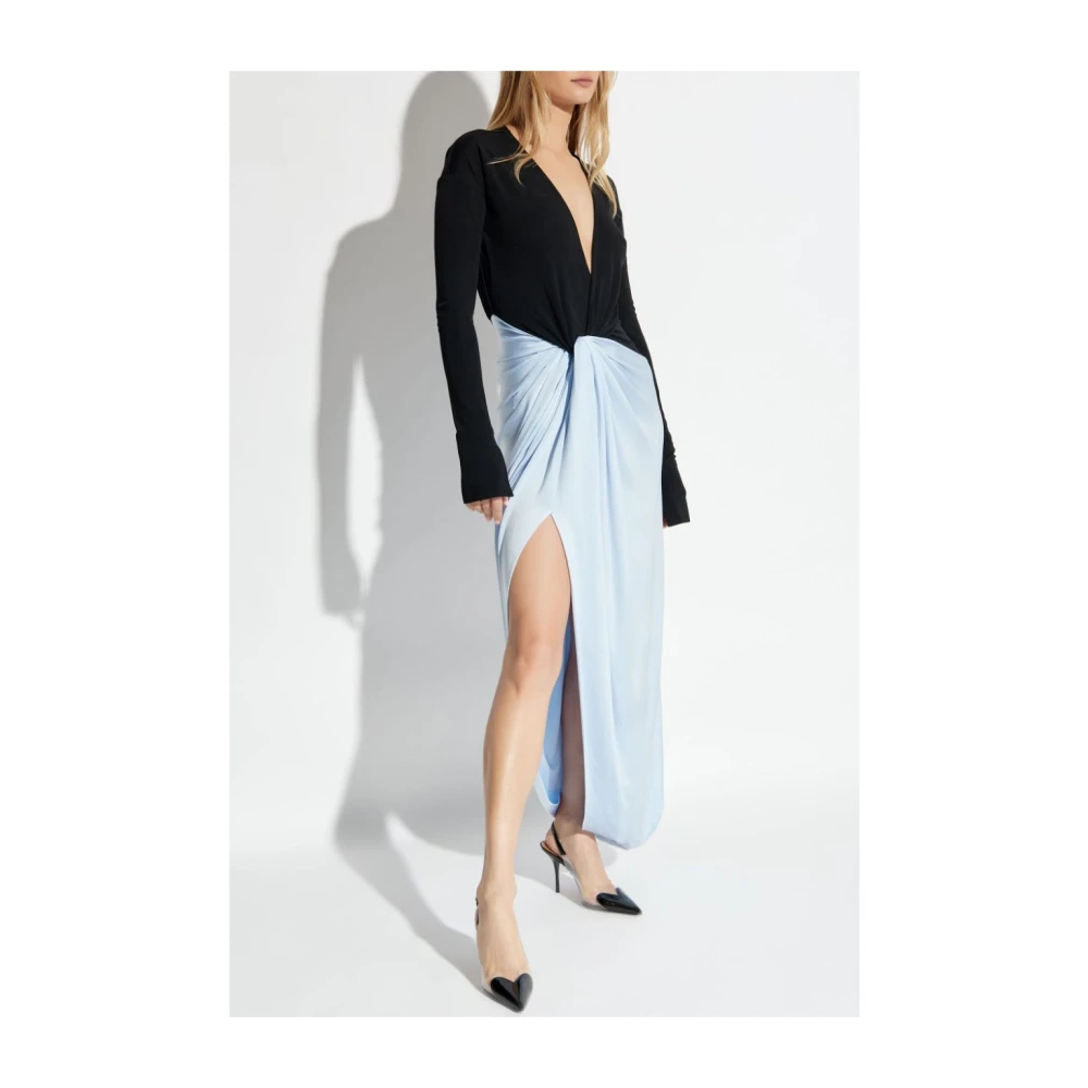 Victoria Beckham Zwarte Diepe V-hals Jurk Multicolor Dames