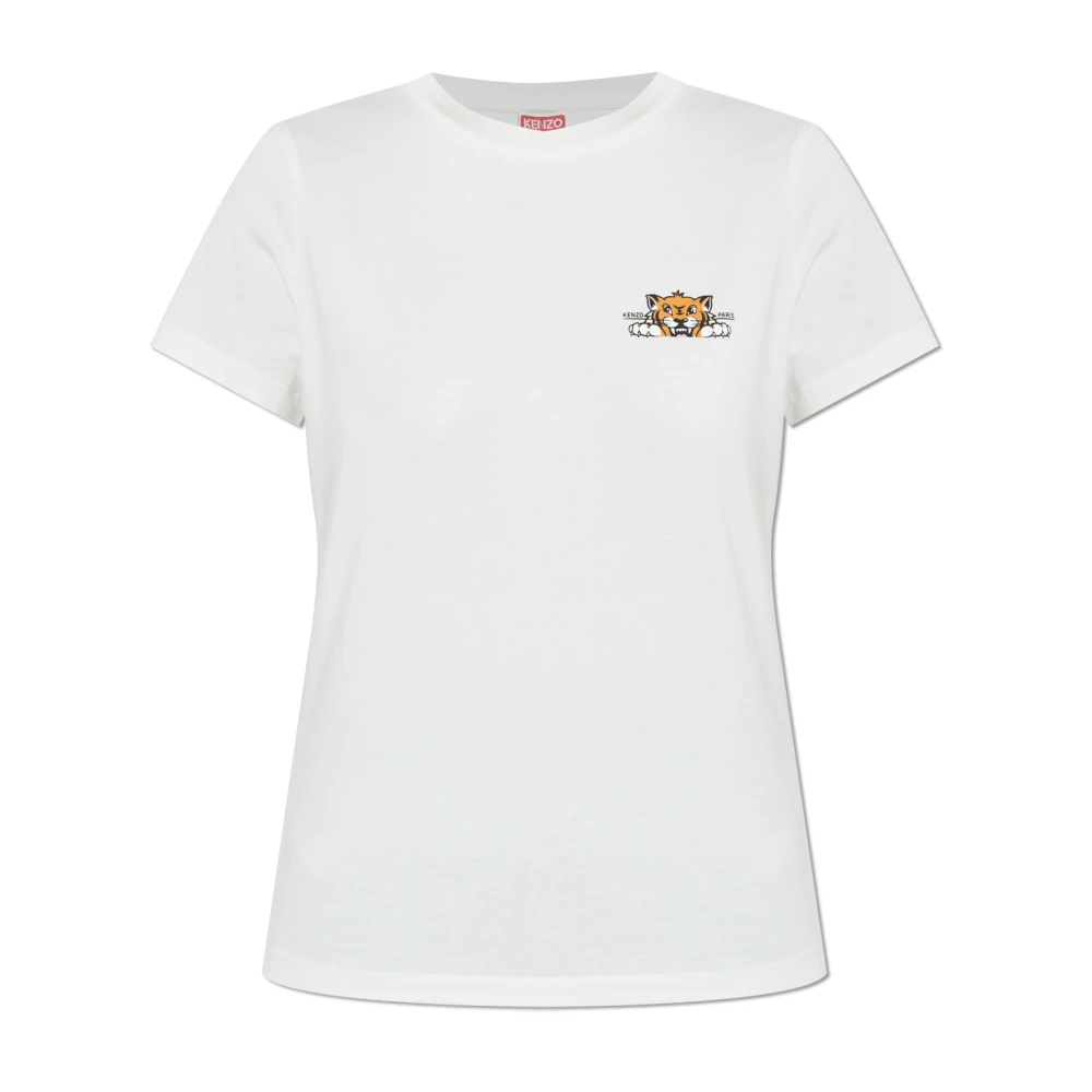 Kenzo T-shirt met tijger motief White Dames