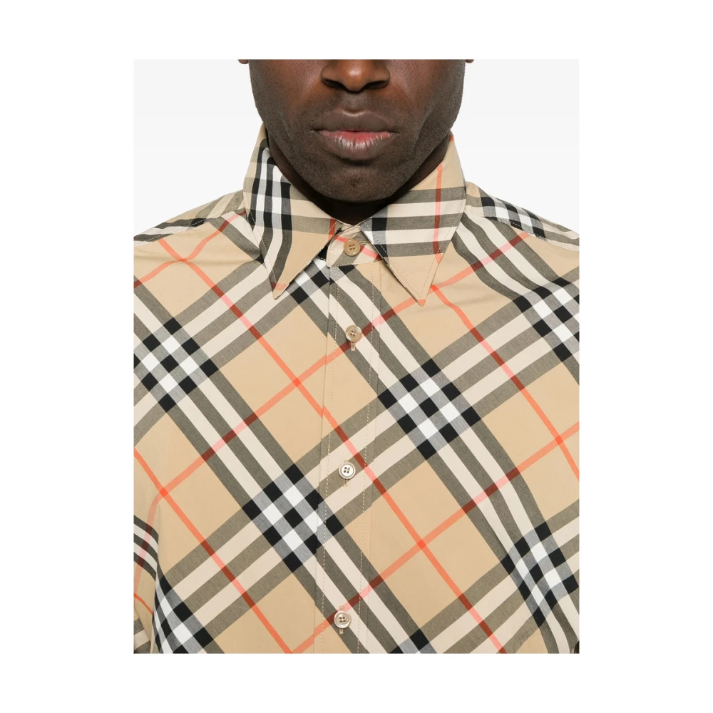 Burberry Beige Button-Up Overhemd Lange Mouwen Beige Heren