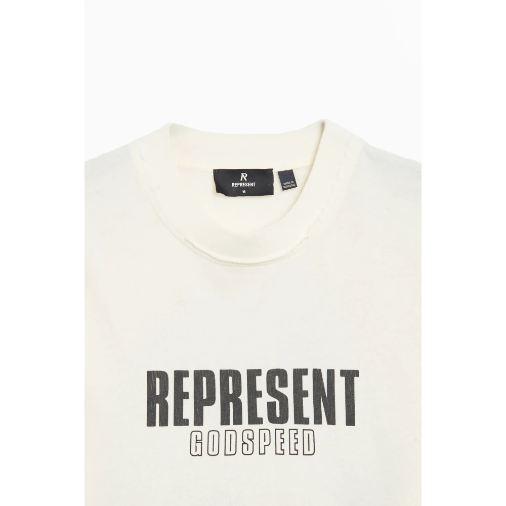 Represent Cotton Oversized T-shirt met Raw Hem White Heren