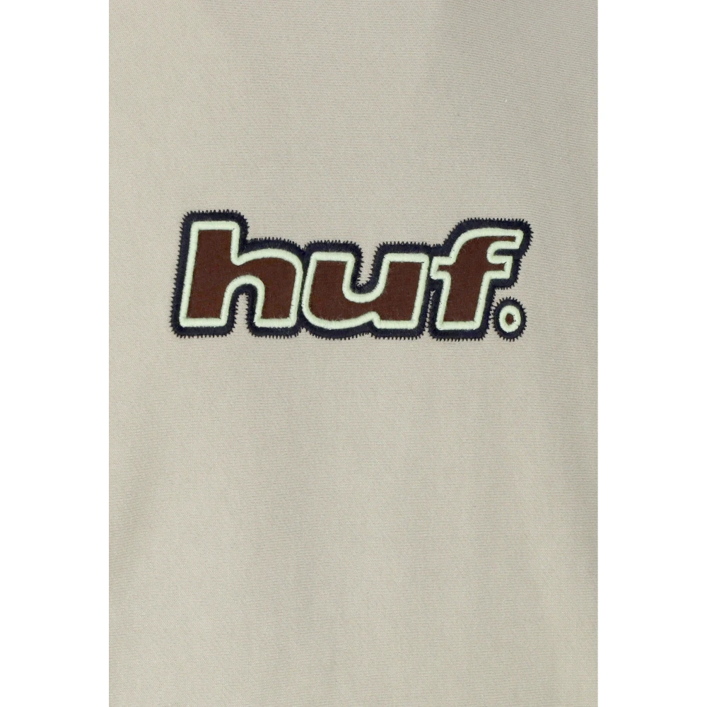 HUF Logo Applique Hooded Fleece Sweater Beige Heren