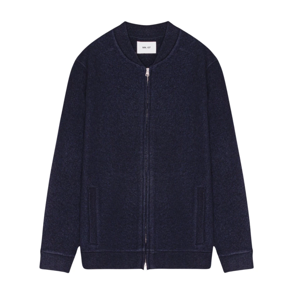 Nn07 Gekookte Merinowol Bomber Overshirt Blue Heren