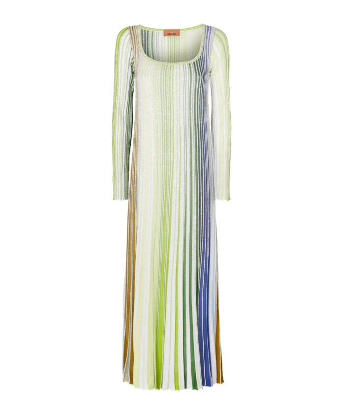 multicolore-manches-longues-robe-longue
