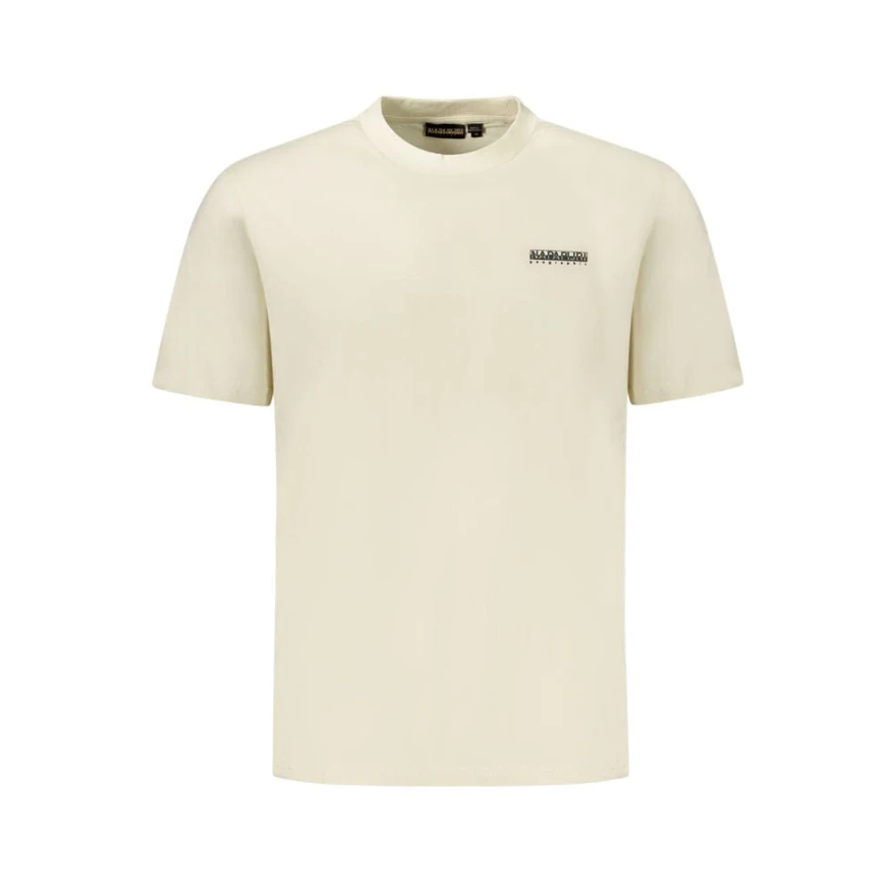 Napapijri Men's Beige T-Shirts, S, Cotton T-Shirt