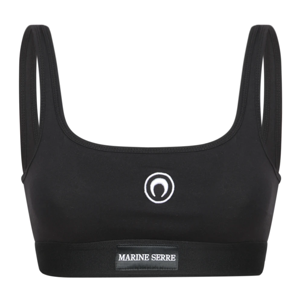 Marine Serre Mouwloze Katoenen Top met Maanlogo Black Dames