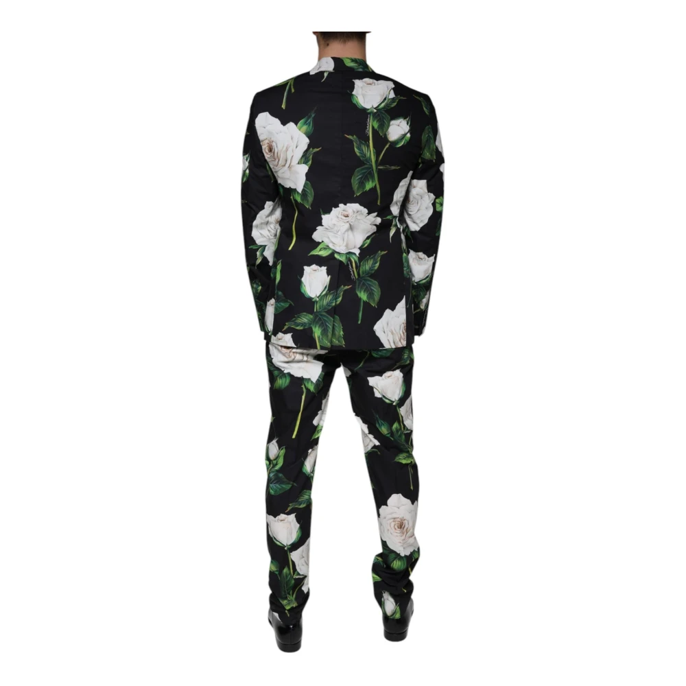 Dolce & Gabbana Zwart Bloemen Slim Fit Pak Set Multicolor Heren