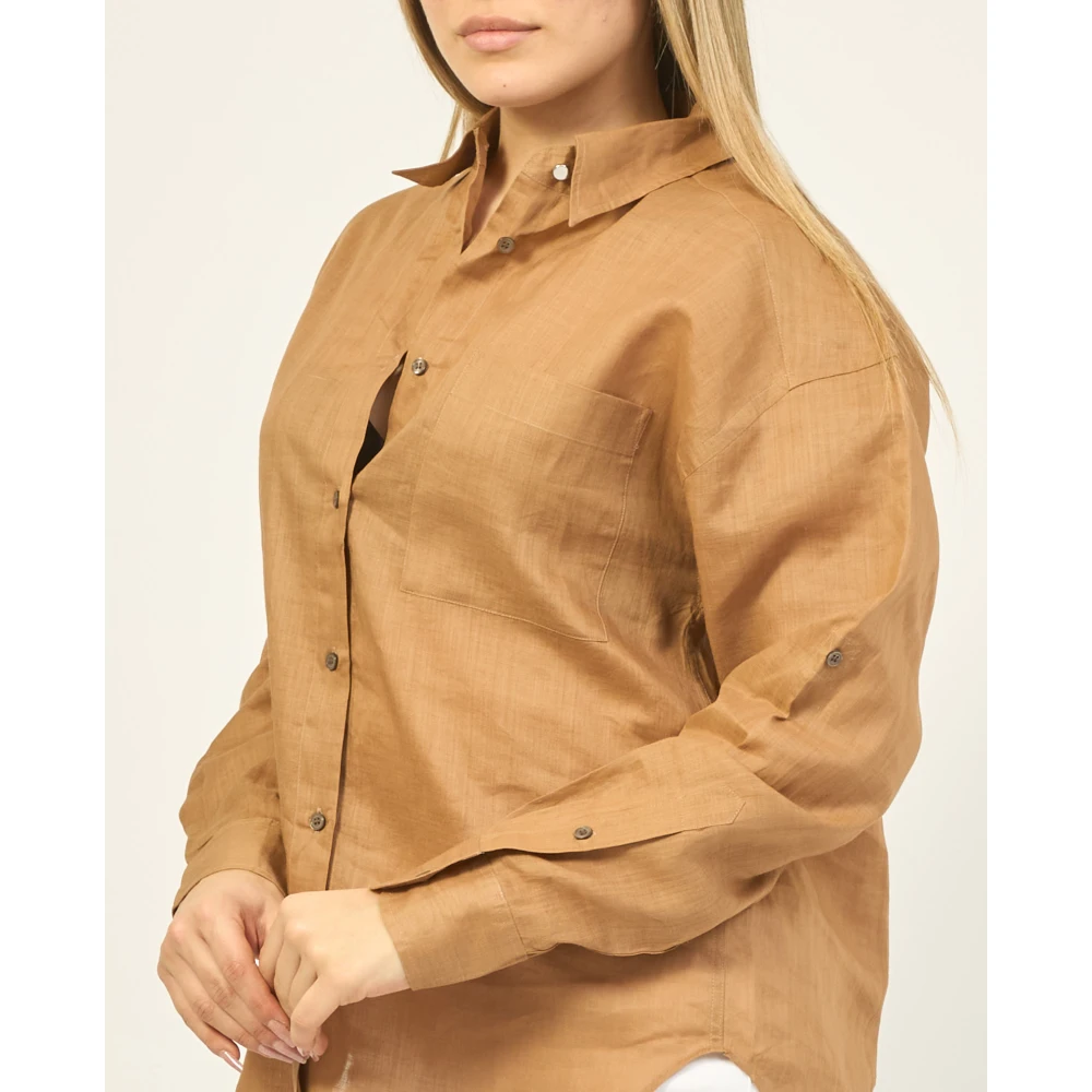 Hugo Boss Relaxed Fit Bruine Blouse Brown Dames
