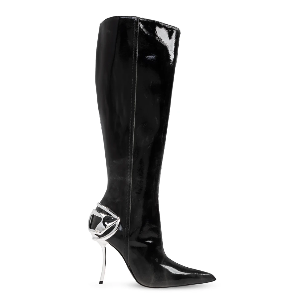Diesel Vrouw Zwart Schoenen Dames, 37 Eu, Leer, Gehakte Laarzen D-Tenhalf