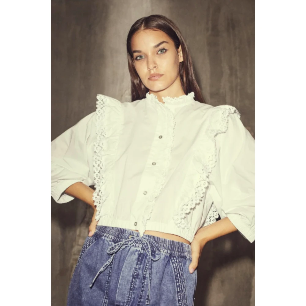Co'Couture Lacey Frill Shirt Blouse White Dames