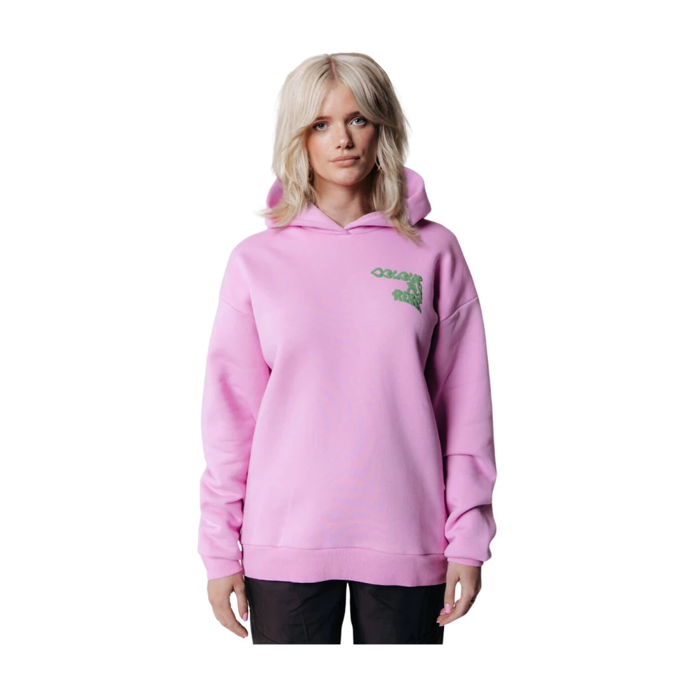 Colourful Rebel Wave Clean Oversized Hoodie Pink Dames