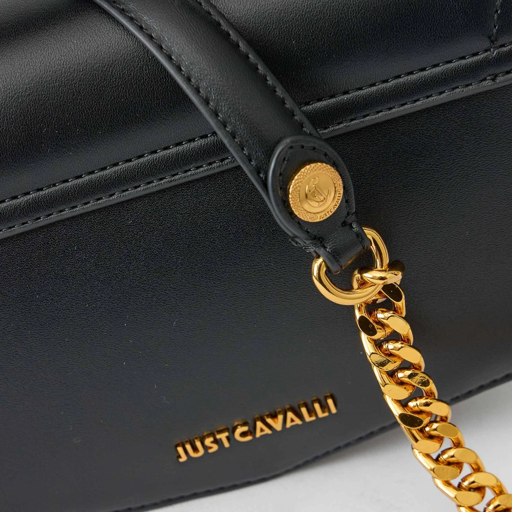 Just Cavalli Logo clutch tas in zwart hars Black Dames