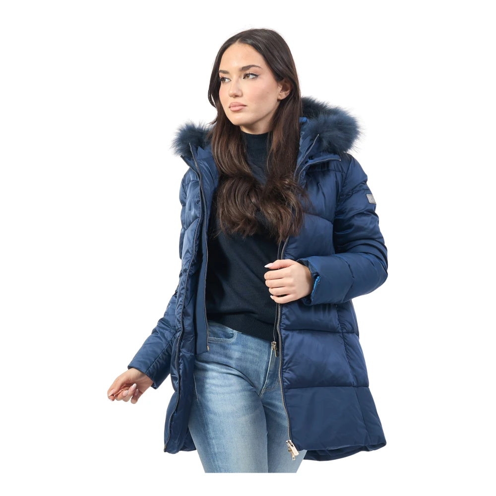 YES ZEE Blauwe gewatteerde jas met nepvest Blue Dames