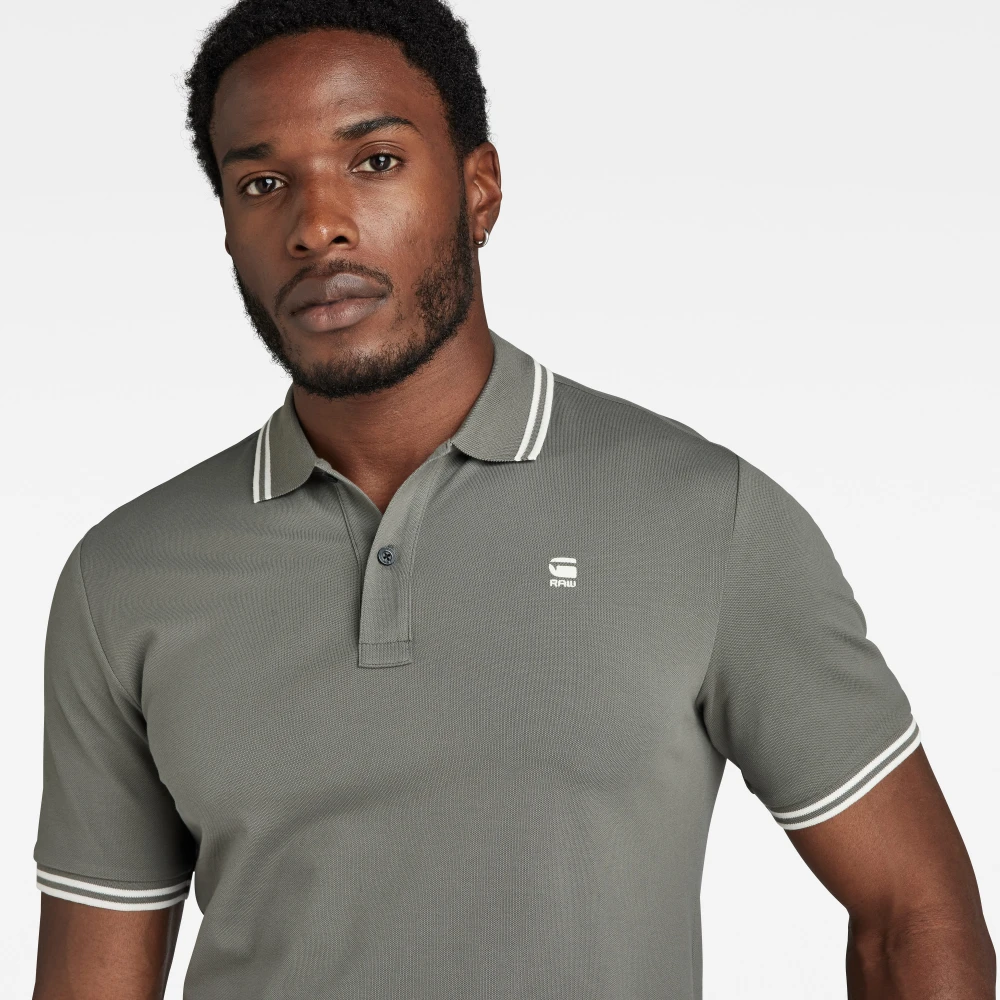 G-Star Slim Fit Gestreept Polo Shirt Green Heren