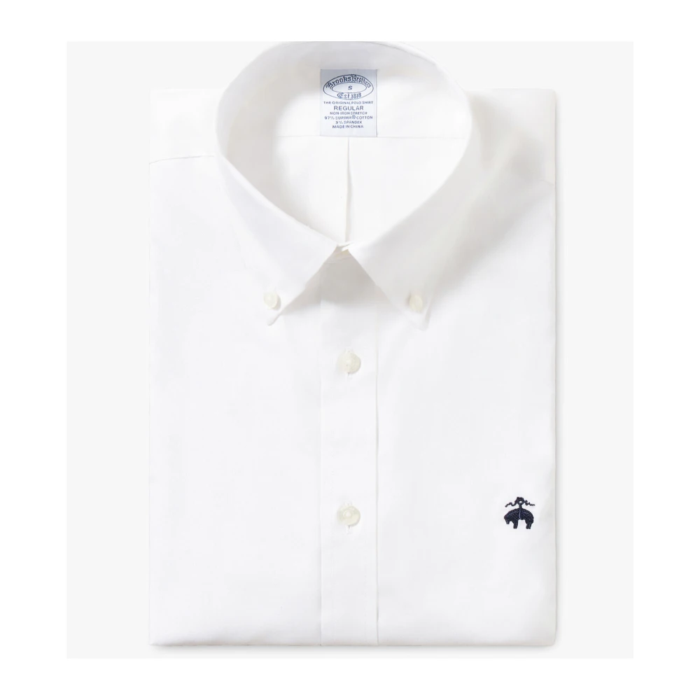 Brooks Brothers Wit Overhemd van Supima Katoen Regular Fit Non-Iron Stretch Knoopsluiting White Heren