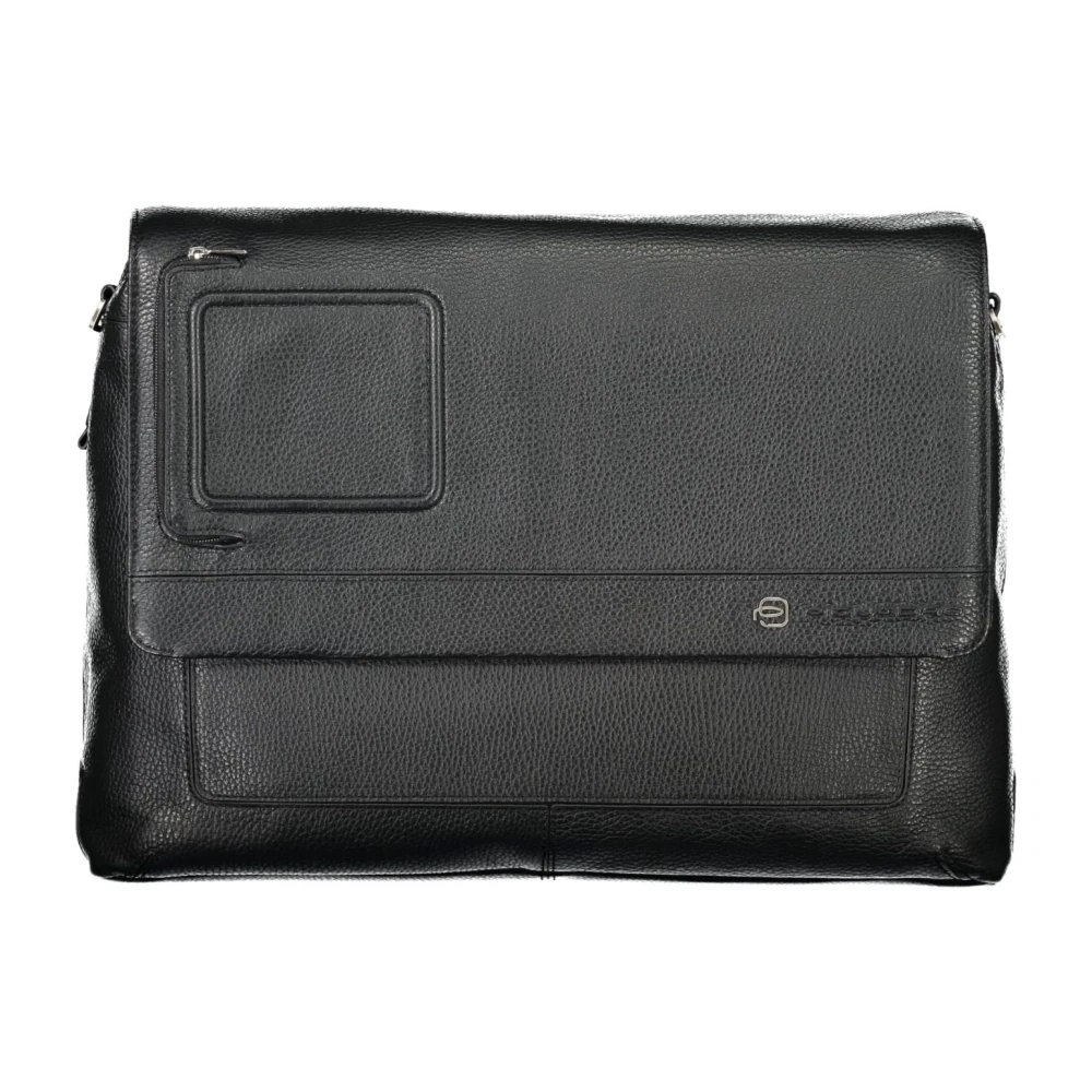 Piquadro Zwarte Heren Schoudertas met Laptopvak Black Heren