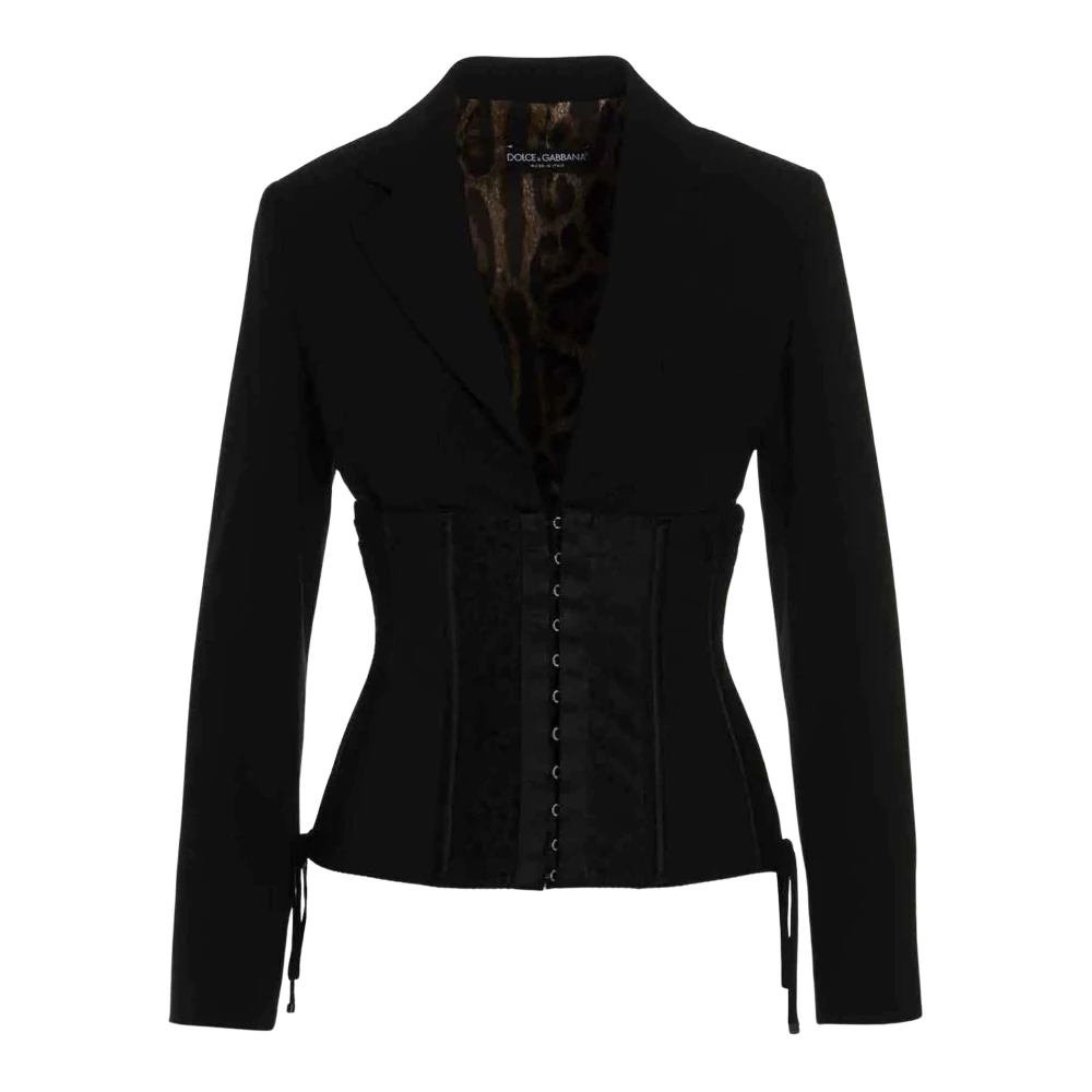 Dolce & Gabbana Vrouw Zwart Jassen Dames, M, Corset Blazer Jas