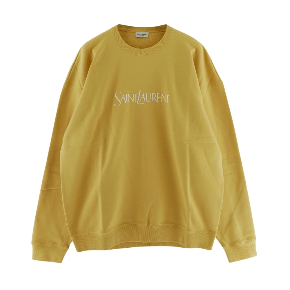 Saint Laurent Cotton Logo Sweatshirt Yellow Heren