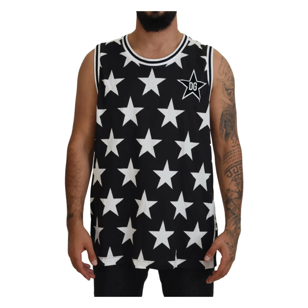 Dolce & Gabbana Zwarte DG Star Logo Mouwloos T-shirt Black Heren