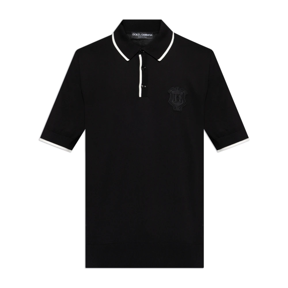 Dolce & Gabbana Katoenen polo met logo Black Heren