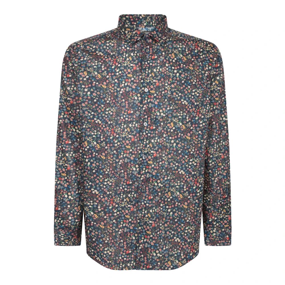 Paul Smith Mannelijk Blauw Floral-Print Katoenen Overhemd