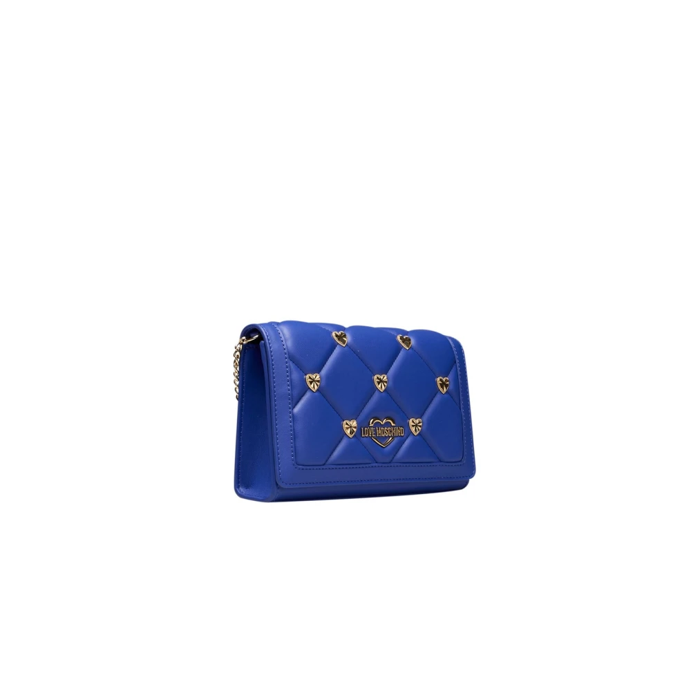 Love Moschino Crossbody Chain Tas met Logo Voorkant Blue Dames