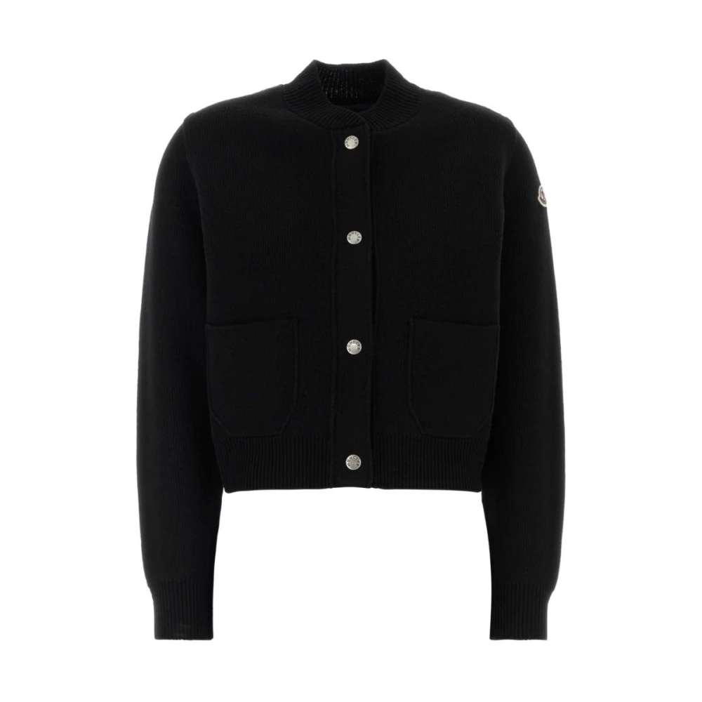 Moncler , Cardigans, Female, Black, M, Wool & Cashmere Cardigan