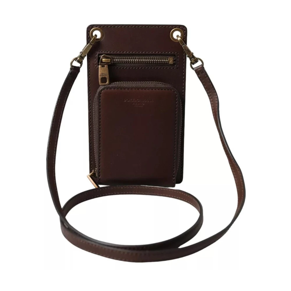 Dolce & Gabbana Women's Brown Leather Crossbody Phone Holder