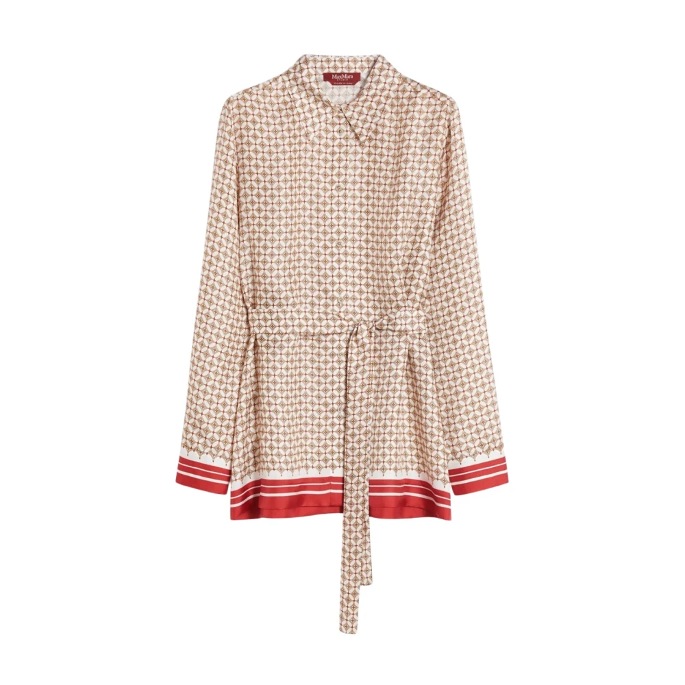 Max Mara Studio Red Shirts, Female, Xs, Silk Twill Shirt
