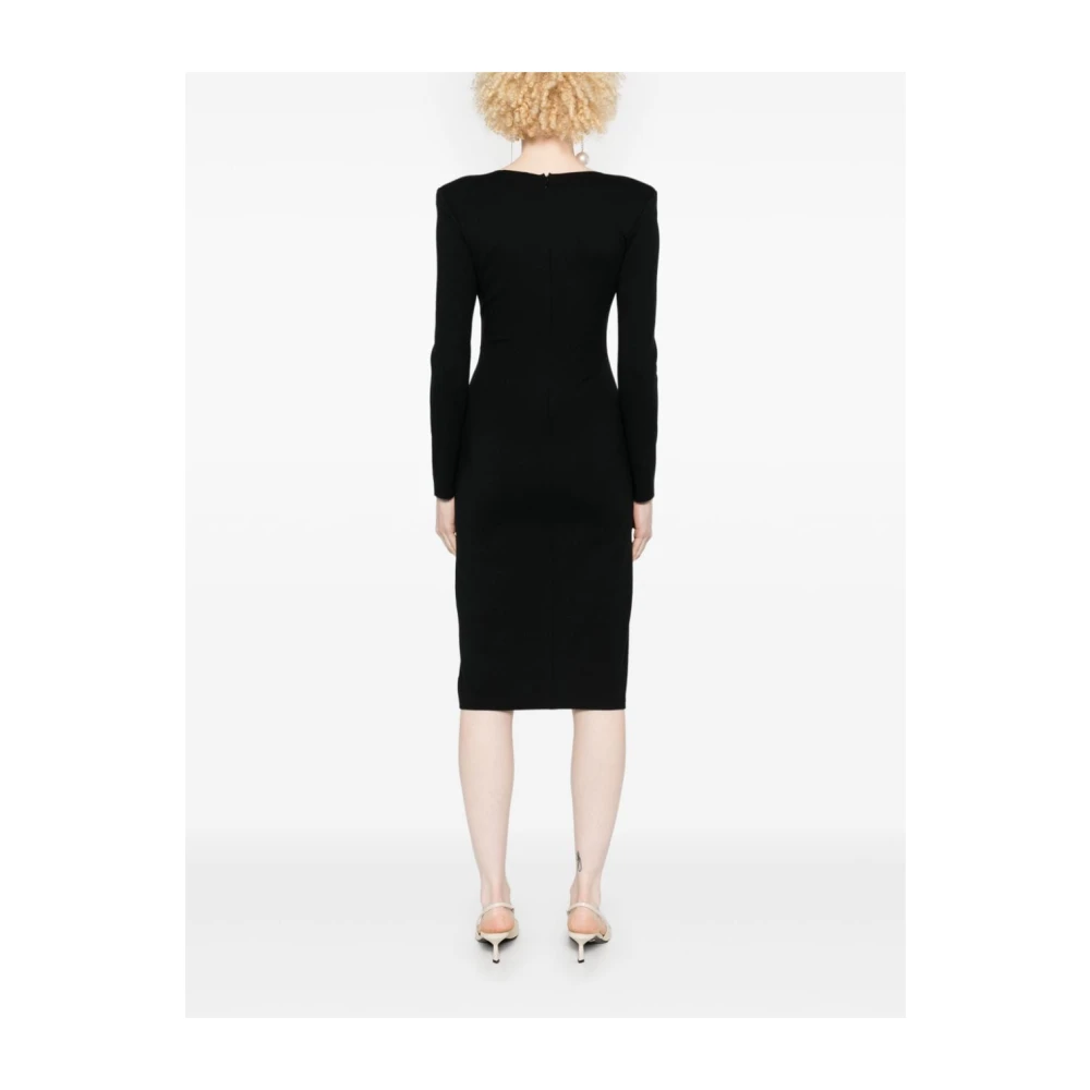 Emporio Armani Zwarte Jersey Jurk met Asymmetrische Hals Black Dames