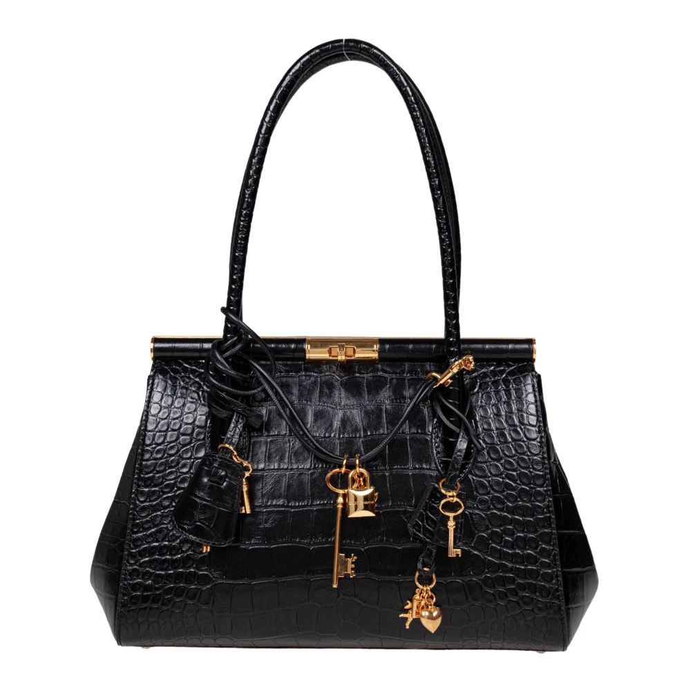 Dolce & Gabbana Zwarte Krokodil-Print Marlene Handtas Black Dames