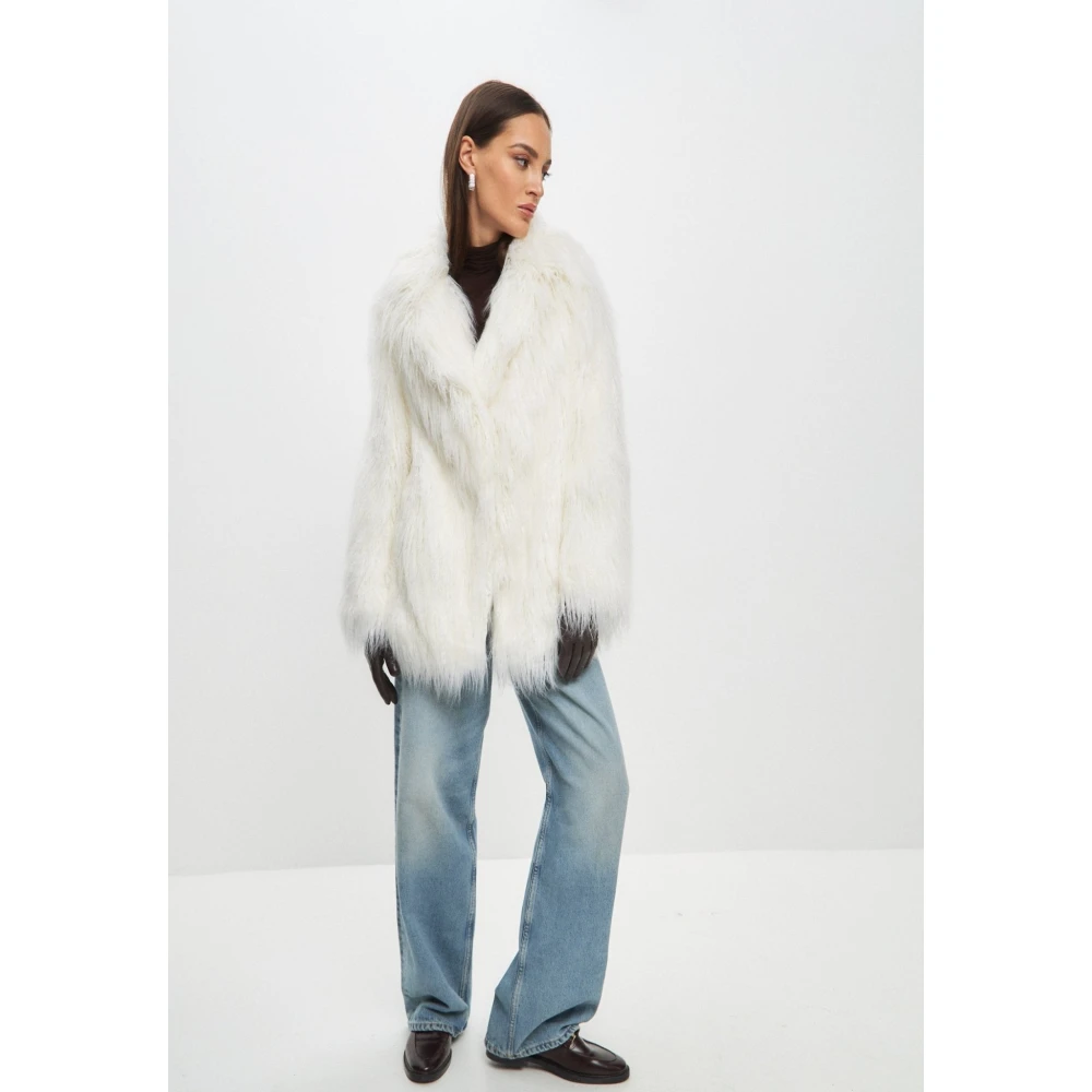 Cesare Gaspari Winter Warme Nep Bontjas Wit White Dames