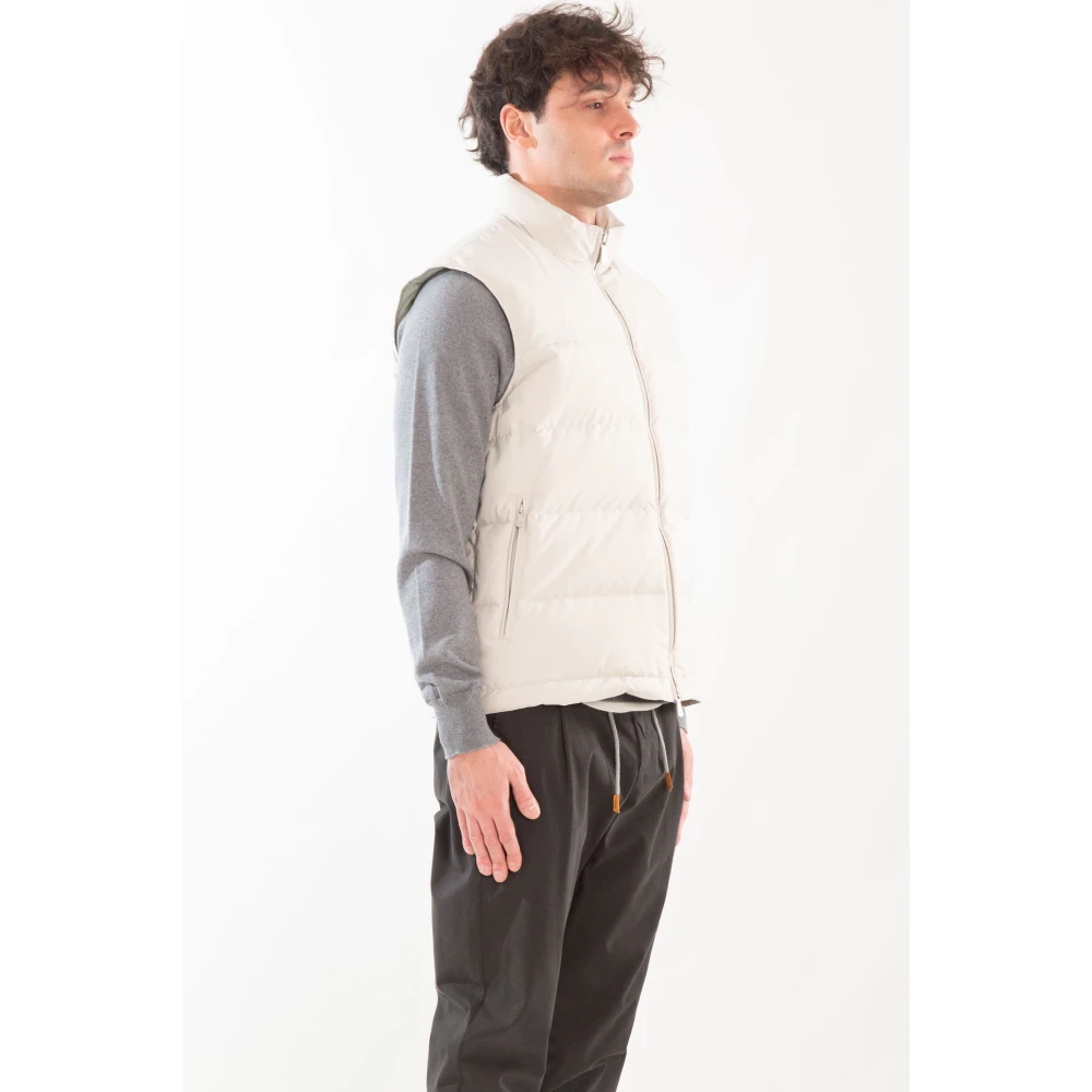 Eleventy Wollen Gewatteerd Waterdicht Vest Beige Heren