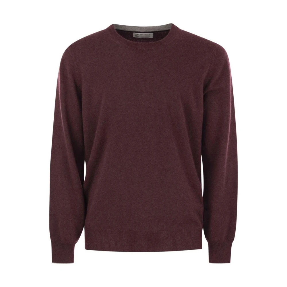 Brunello Cucinelli Uomo Rosso Crew Neck Sweater