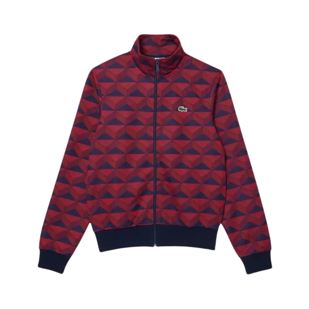 Lacoste Paris Jacquard Monogram Sweatshirt Red Heren