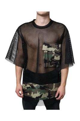 Svart Camo Mesh T-shirt