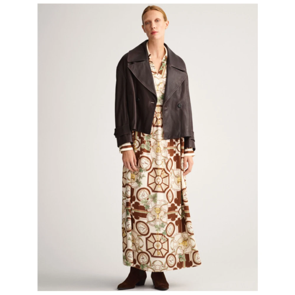 Gant Oversized Leren Jas Brown Dames