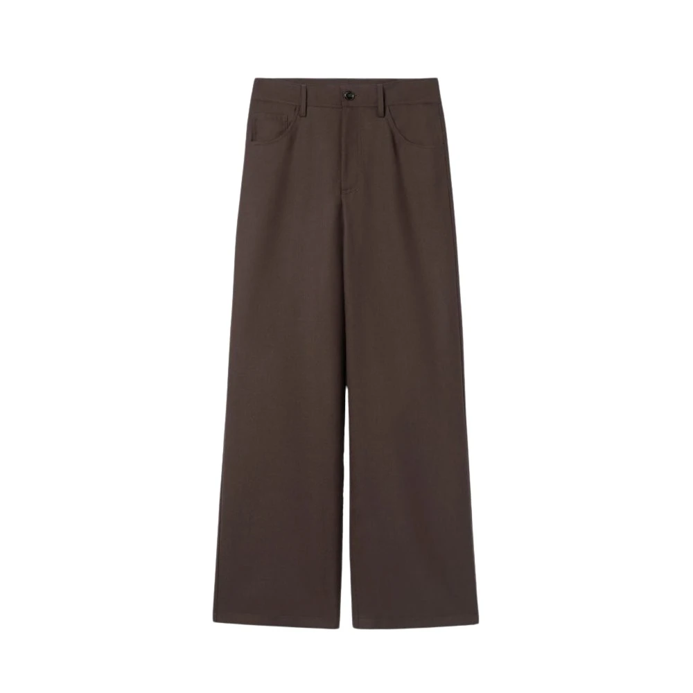 Séfr Wijde Pijp Wollen Broek Bruin Brown Dames