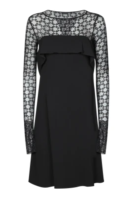 Svart Sammet Långärmad Peplum Klänning