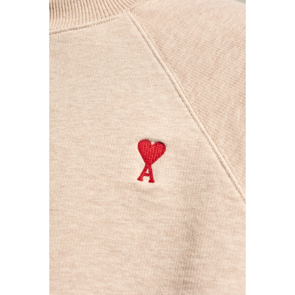 Ami Paris Sweatshirt met logo Beige Heren
