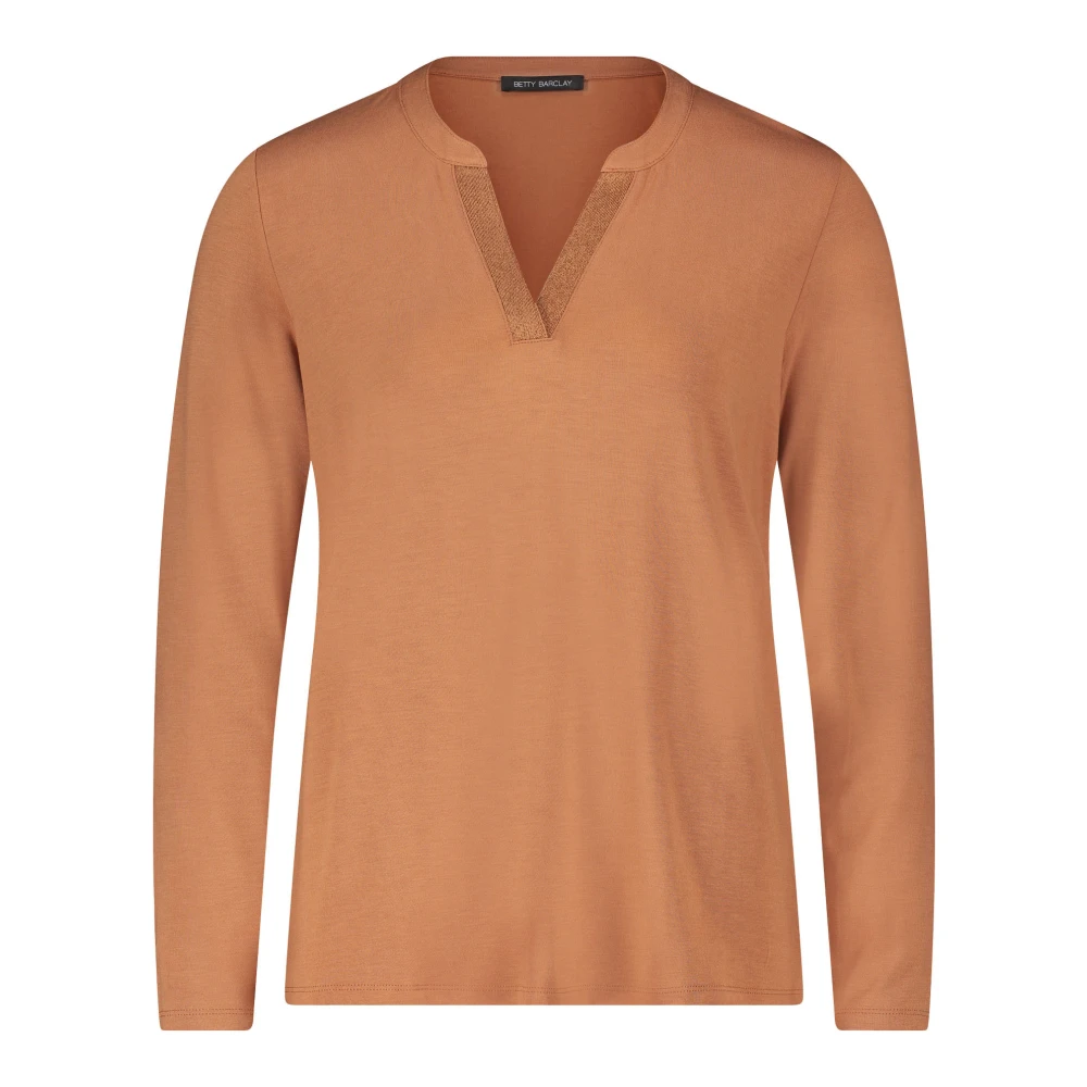 Betty Barclay Feminine Jersey Blouse Shirt Brown Dames