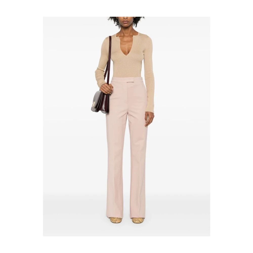 Max Mara Beige Cashmere-Silk V-Neck Sweater Beige Dames